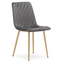 ESSZIMMERSTUHL TURIN dunkelgrauer Sitz, Beine in Holzfarbe - Dunkelgrau/Eichefarben, Textil (44.5/88.5/53cm) - Valora