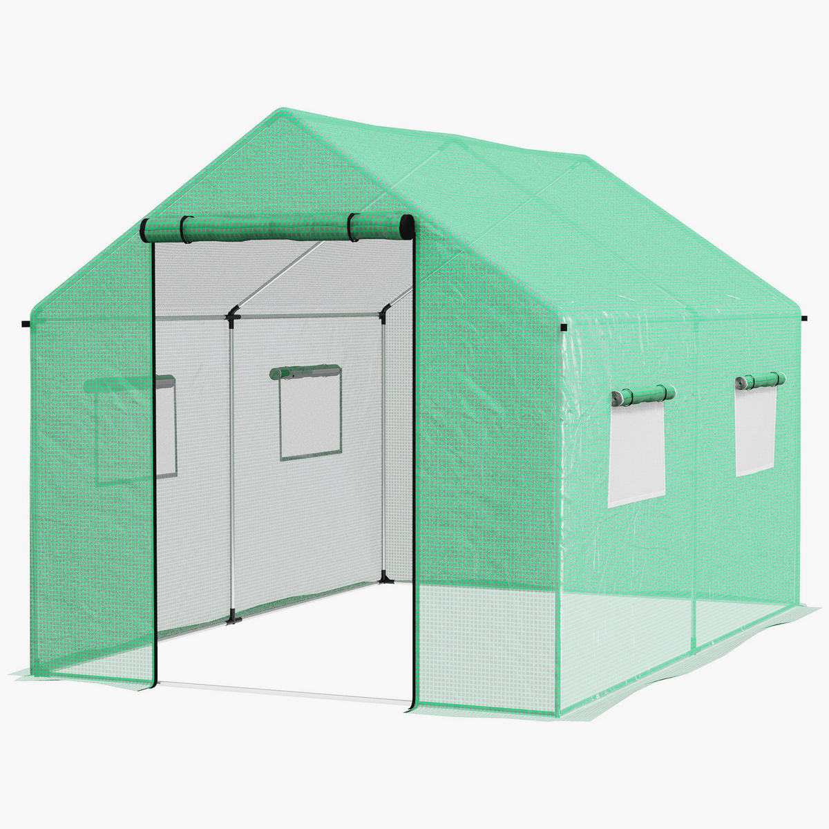 GEWÄCHSHAUS DE-11959 6 m² mit Tür & 4 Fenstern Grün - Grün, Kunststoff (300/200/200cm) - ComfortXL