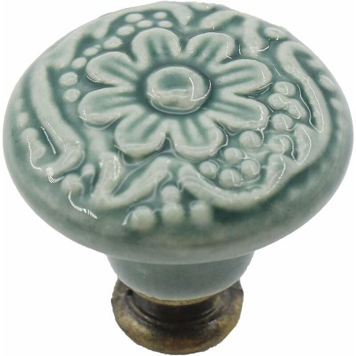 SCHRANKKNOPF Keramik Grün 10er-Set - Grün, Metall (3.4/3.2/3.4cm)