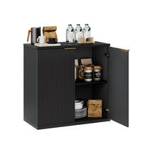 SIDEBOARD 80/40/80 cm in Schwarz mit 2 Türen und strukturierter Front - Schwarz, Holzwerkstoff (80/80/40cm) - Flora Grace