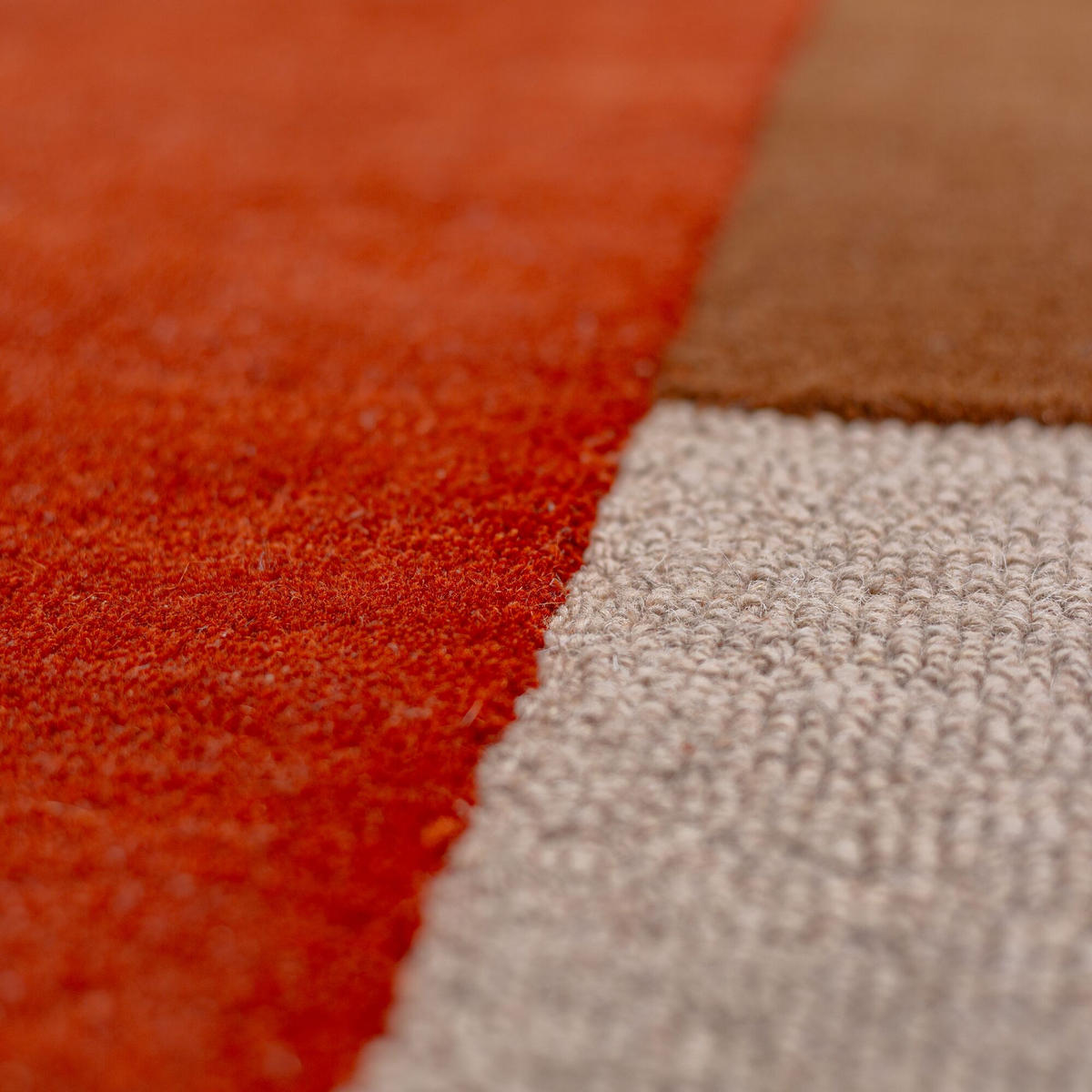 WOLLTEPPICH Segment Muster, Geometrisch, Wohnzimmer Rot-Beige Rund 200x200 - Rot, Textil (200/200cm) - KADIMA DESIGN
