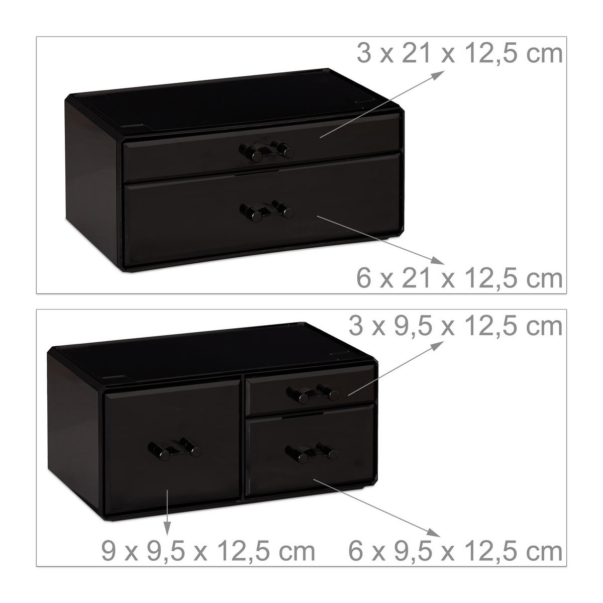 MAKEUP Organizer - Schwarz, Kunststoff (23.5/29.5/14cm) - Relaxdays