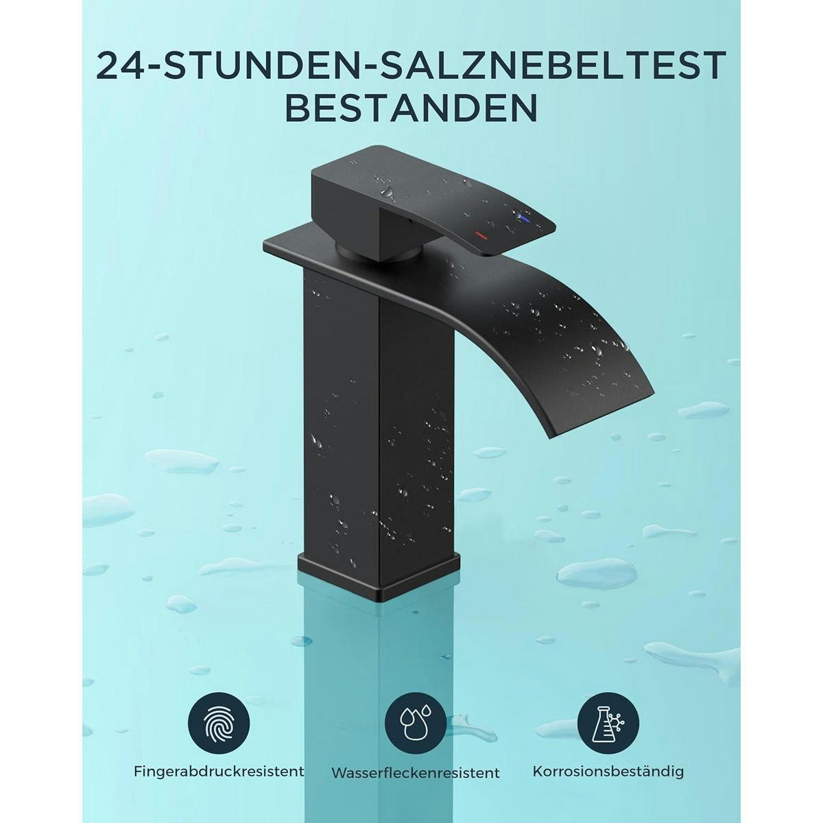 WASCHTISCHARMATUR Wasserfall Schwarz 110 mm - Schwarz, Metall (16.5/17.5/18cm)