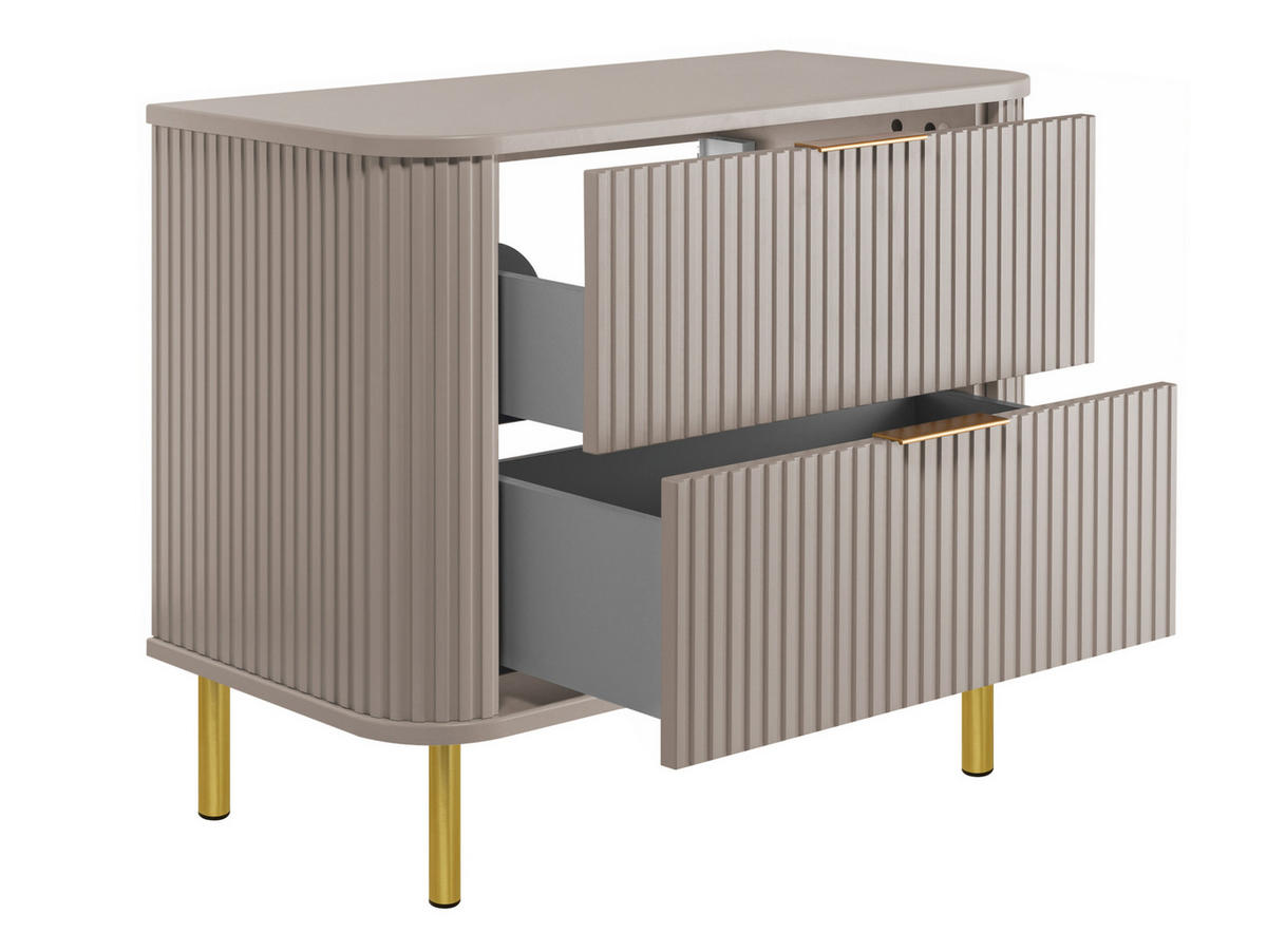 BADEZIMMERSCHRANK : Farbe Kaschmir, Griff gold, Füße gold, 80 x 41,5 x 66,7 cm - Kaschmir/Goldfarben, Holzwerkstoff (80/66.7/41.5cm) - 3XE LIVING