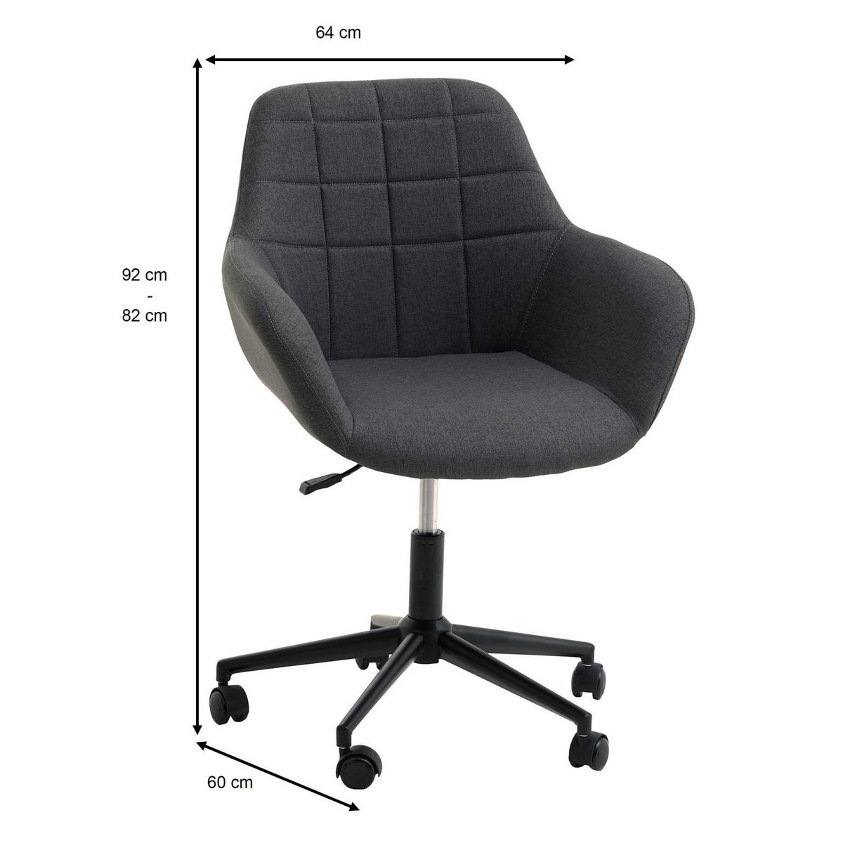 DREHSTUHL YANKEE dunkelgrau - Dunkelgrau, Textil (65/92/60cm) - IDIMEX