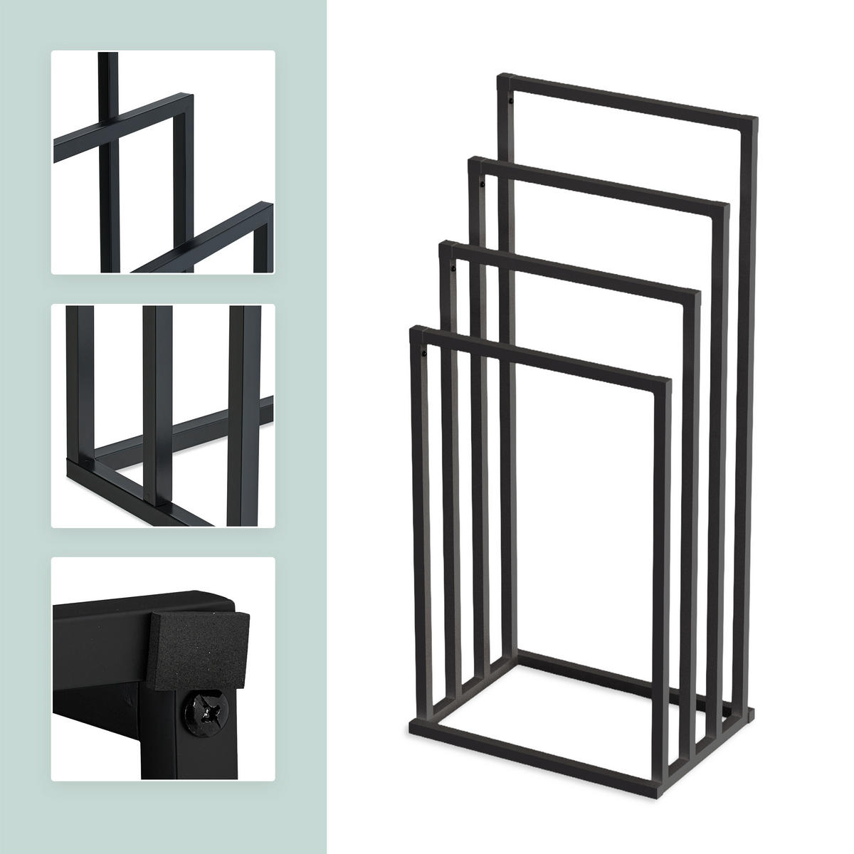 HANDTUCHSTÄNDER - Schwarz, Textil/Metall (45/96.5/29cm) - Relaxdays