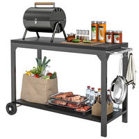 GRILLWAGEN DE-13779 mit Arbeitsplatte und Rollen Schwarz - Schwarz, Metall (55/86.5/135cm) - ComfortXL