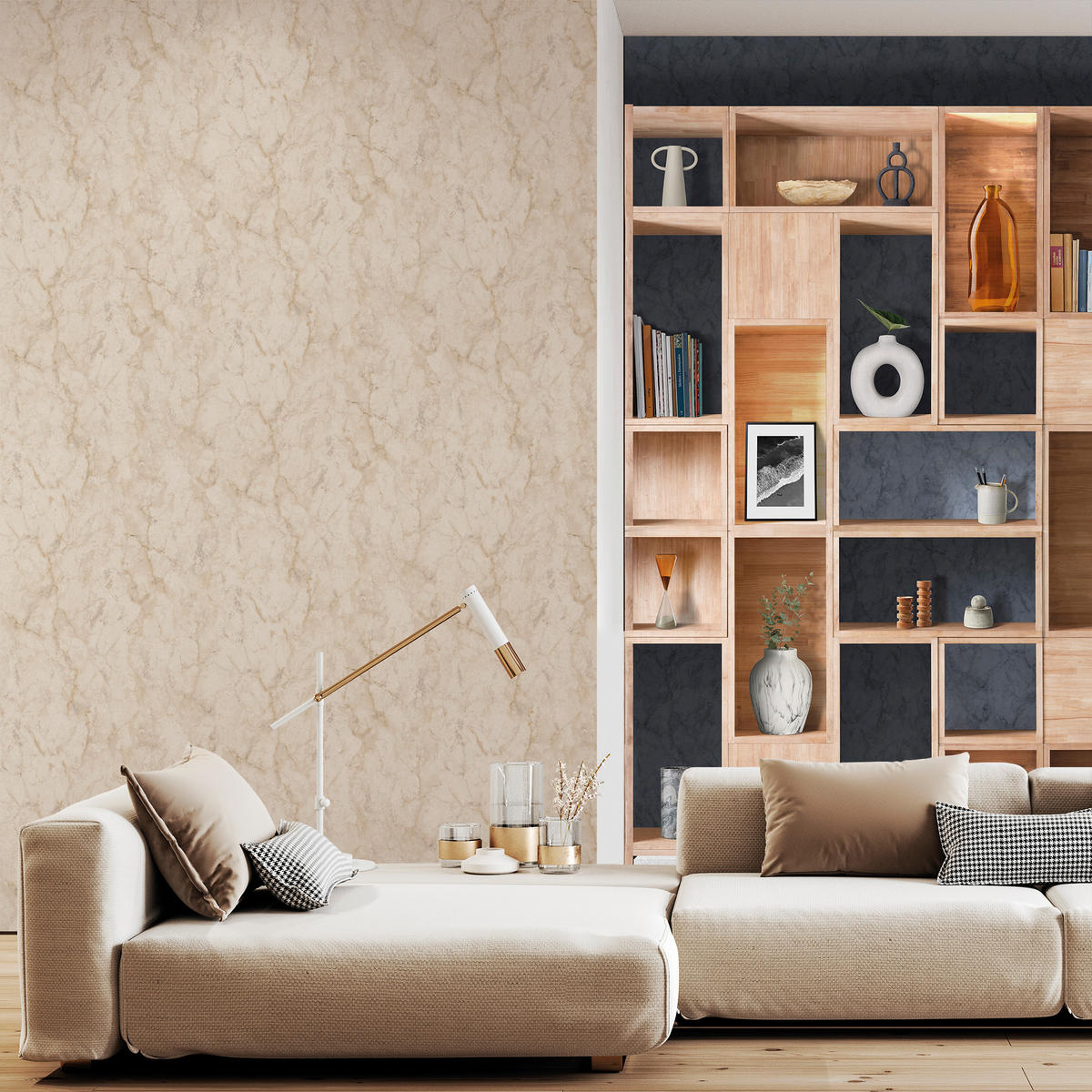 TAPETE Marmor-Optik 53 cm x 10 m - Beige, Papier (53/1000cm) - Sanders & Sanders
