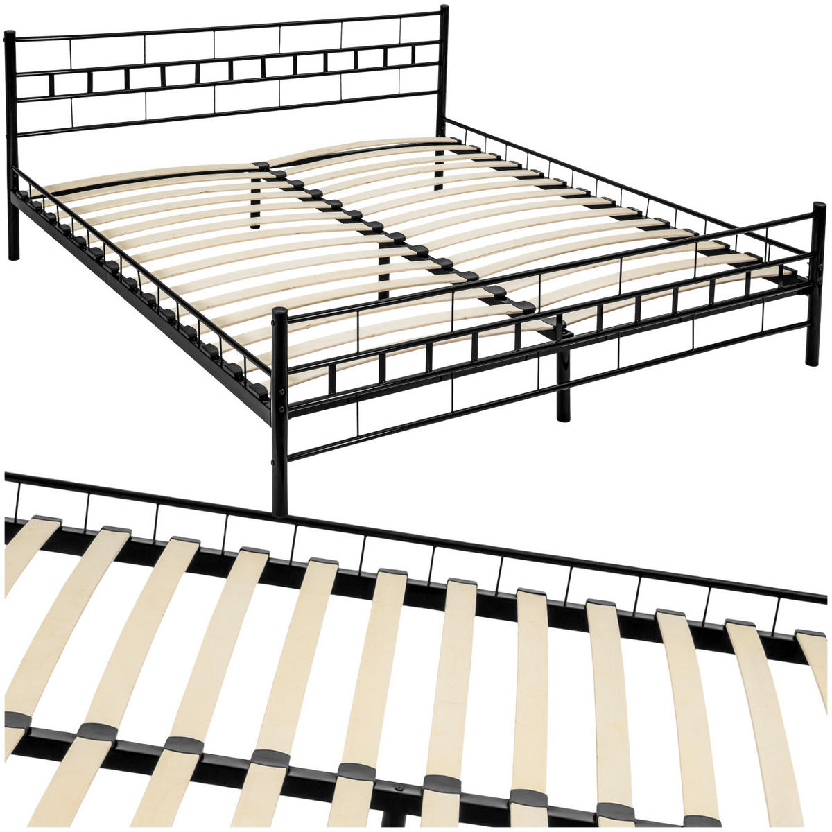 METALLBETT Malta, 180 x 200 cm, schwarz - Schwarz, Metall - tectake