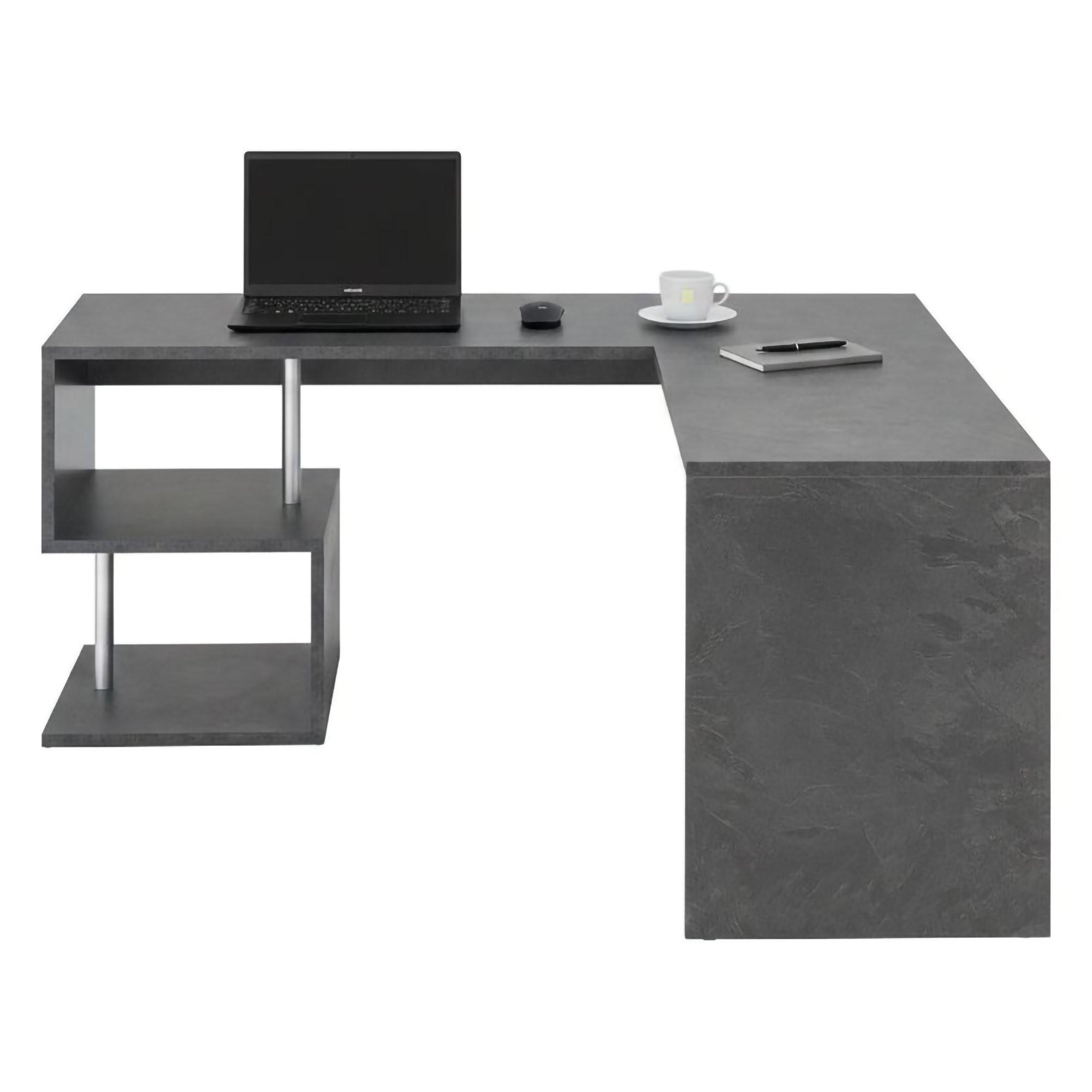 ECKSCHREIBTISCH Schiefer 60/160/78 cm - Grau, Holzwerkstoff (60/160/78cm) - DMORA