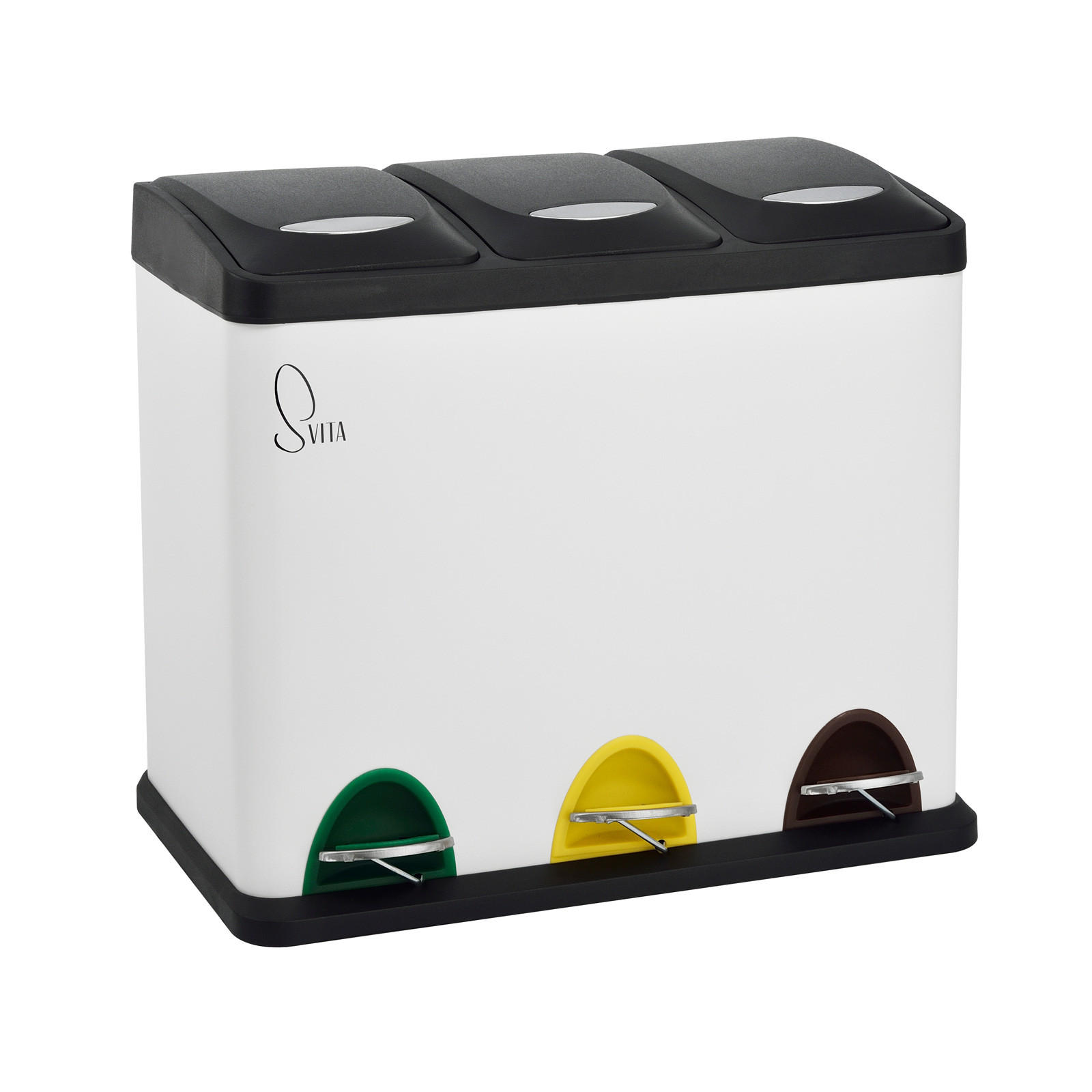TRETMÜLLEIMER TC3X8 - Weiß, Metall (47/38/28cm) - SVITA