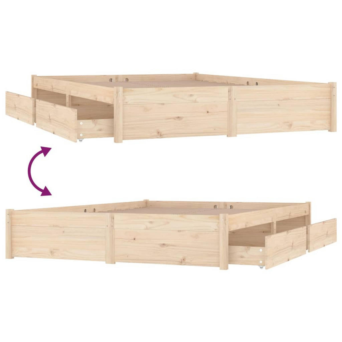 BETT Kivett 145.5/205.5 cm - Braun, Holz (140/200cm) - Nettlife