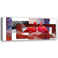 WANDBILD zwei rote flamingos - Rot, Textil (90/30cm) - Feeby