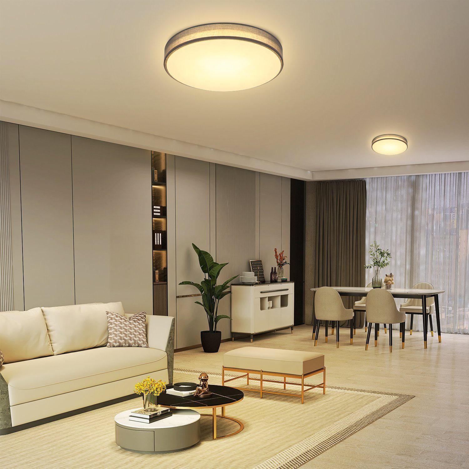 LED-DECKENLEUCHTE Debra 38/38/6 cm - Grau, Textil (38/38/6cm) - Nettlife