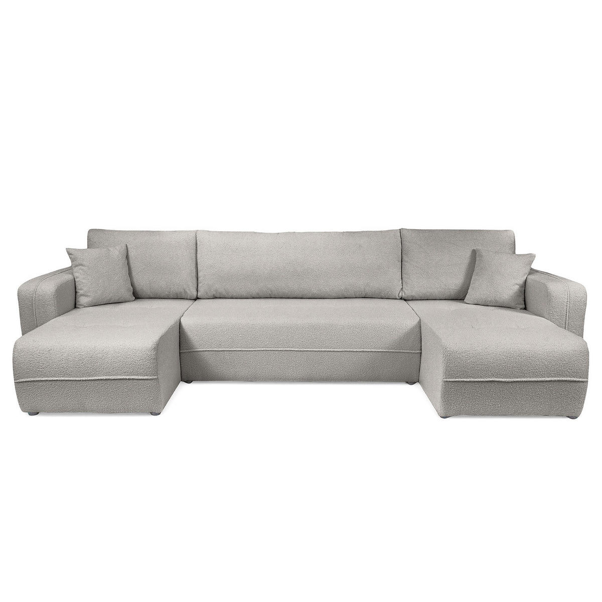 WOHNLANDSCHAFT - Hellgrau/Schwarz, Kunststoff/Textil (312/82/145cm) - home24