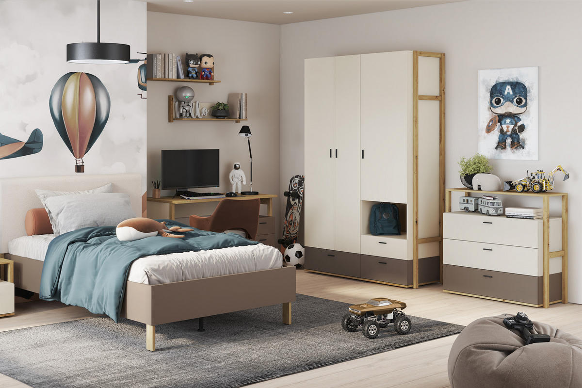 KINDERKOMMODE TRIDA mit Holzelementen, creme/braun/artisan Eiche - Creme/Braun, Holz (98/90/40cm) - KONSIMO®