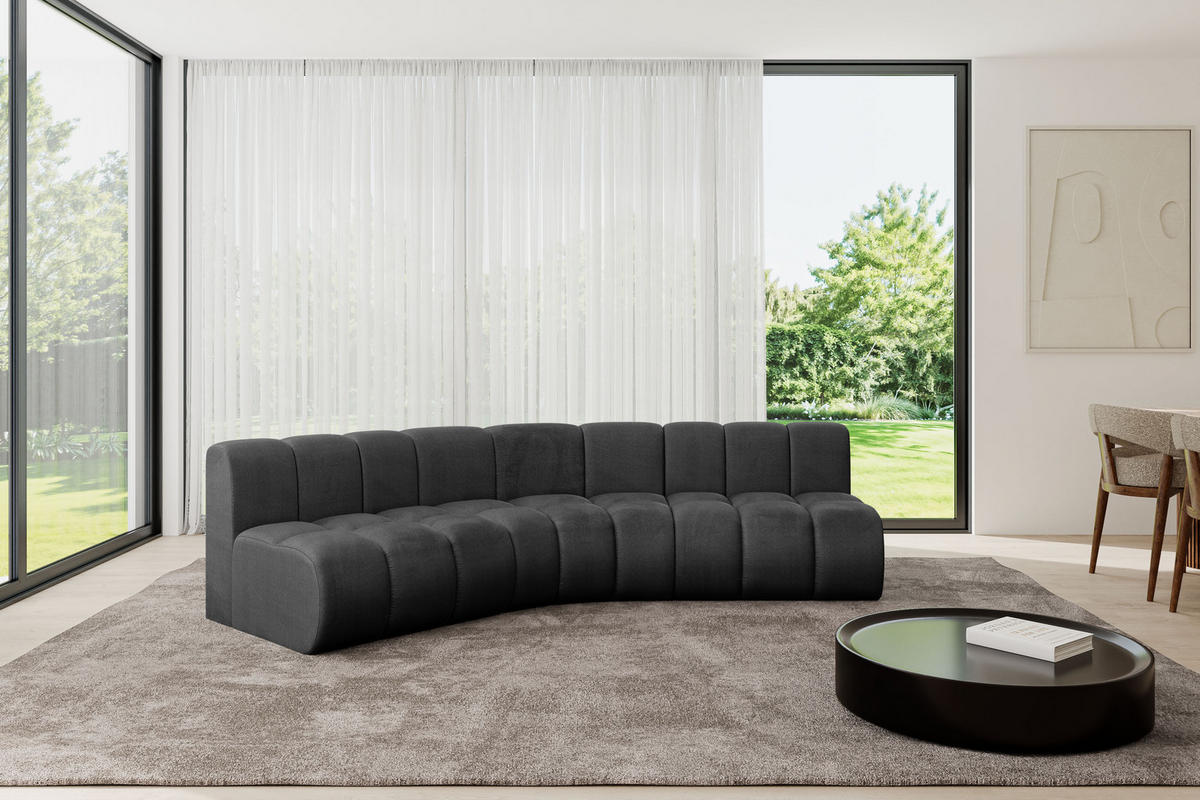 ECKSOFA modulares Sofa Montra-L1 - 290x174x70 cm Schwarz - Schwarz, Holzwerkstoff/Textil (290/174cm) - ALTDECOR