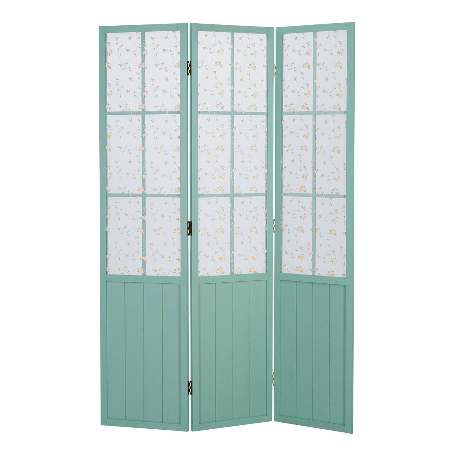 PARAVENT 3-tlg. 120/170 cm Türkis Landhausstil - Türkis, Holz (120/170/2cm) - Homestyle4u
