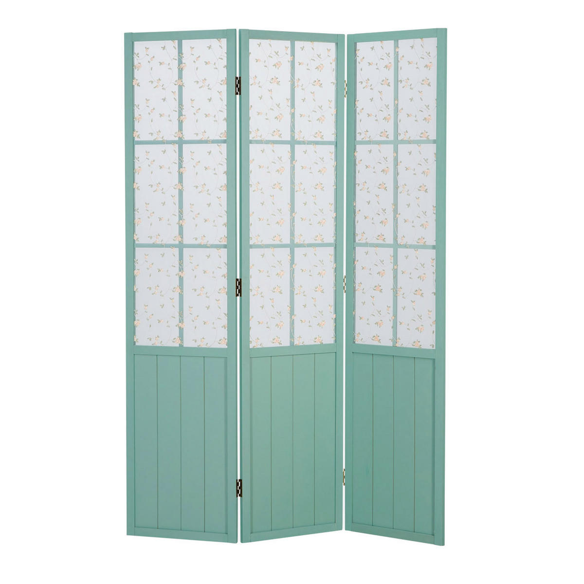 PARAVENT 3-tlg. 120/170 cm Türkis Landhausstil - Türkis, Holz (120/170/2cm) - Homestyle4u