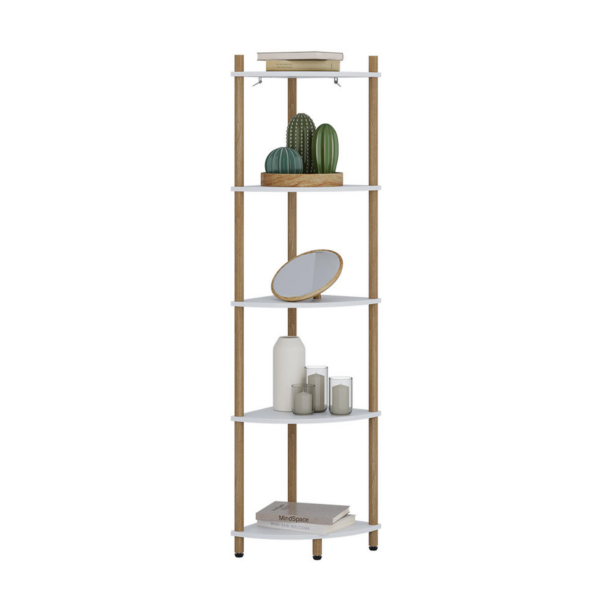 ROHOVÁ POLICE Bivio Bílá/borovice - bílá, kompozitní dřevo (29/133/29cm) - Vicco