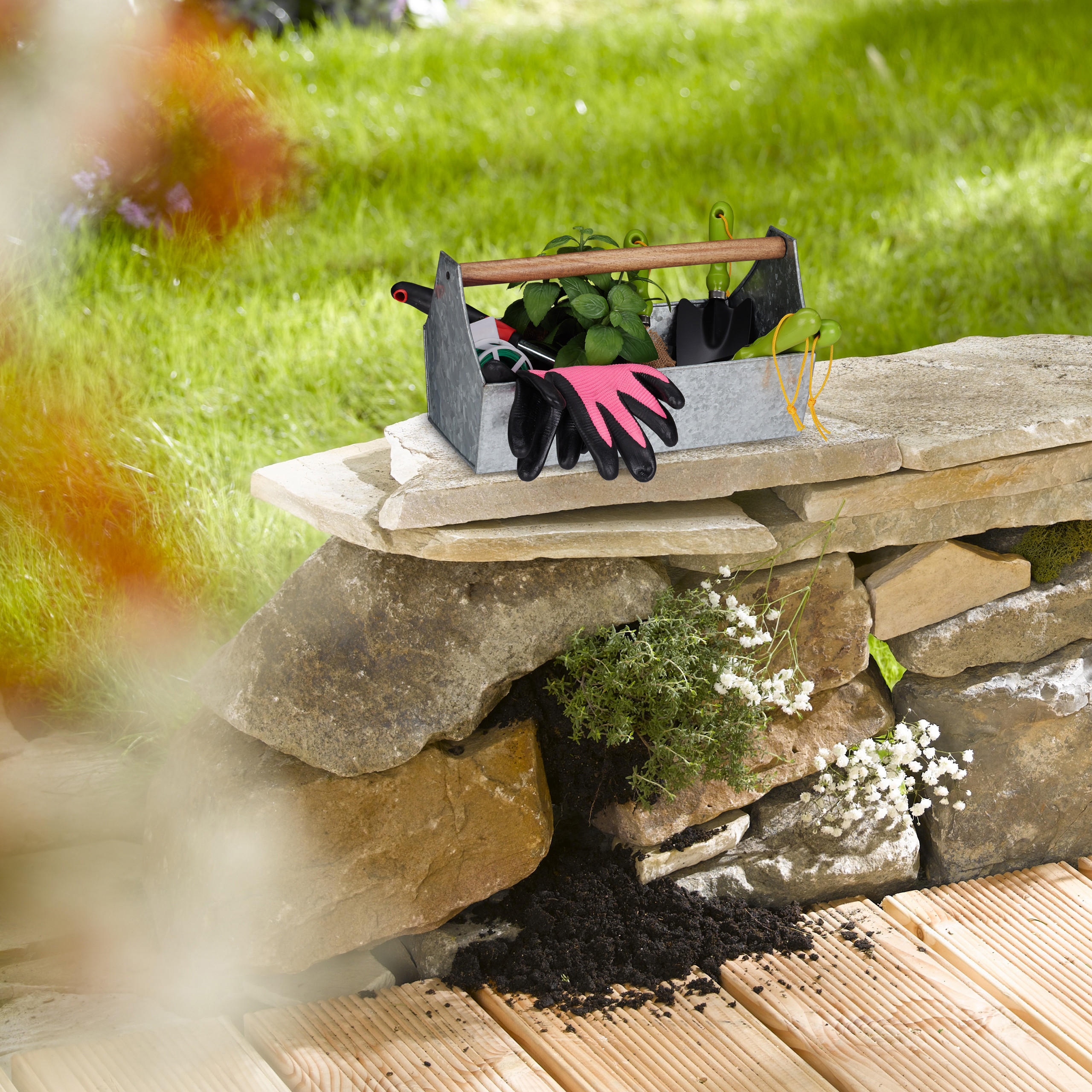 BLUMENKASTEN - Silberfarben, Holz/Metall (36/20/20cm) - Relaxdays