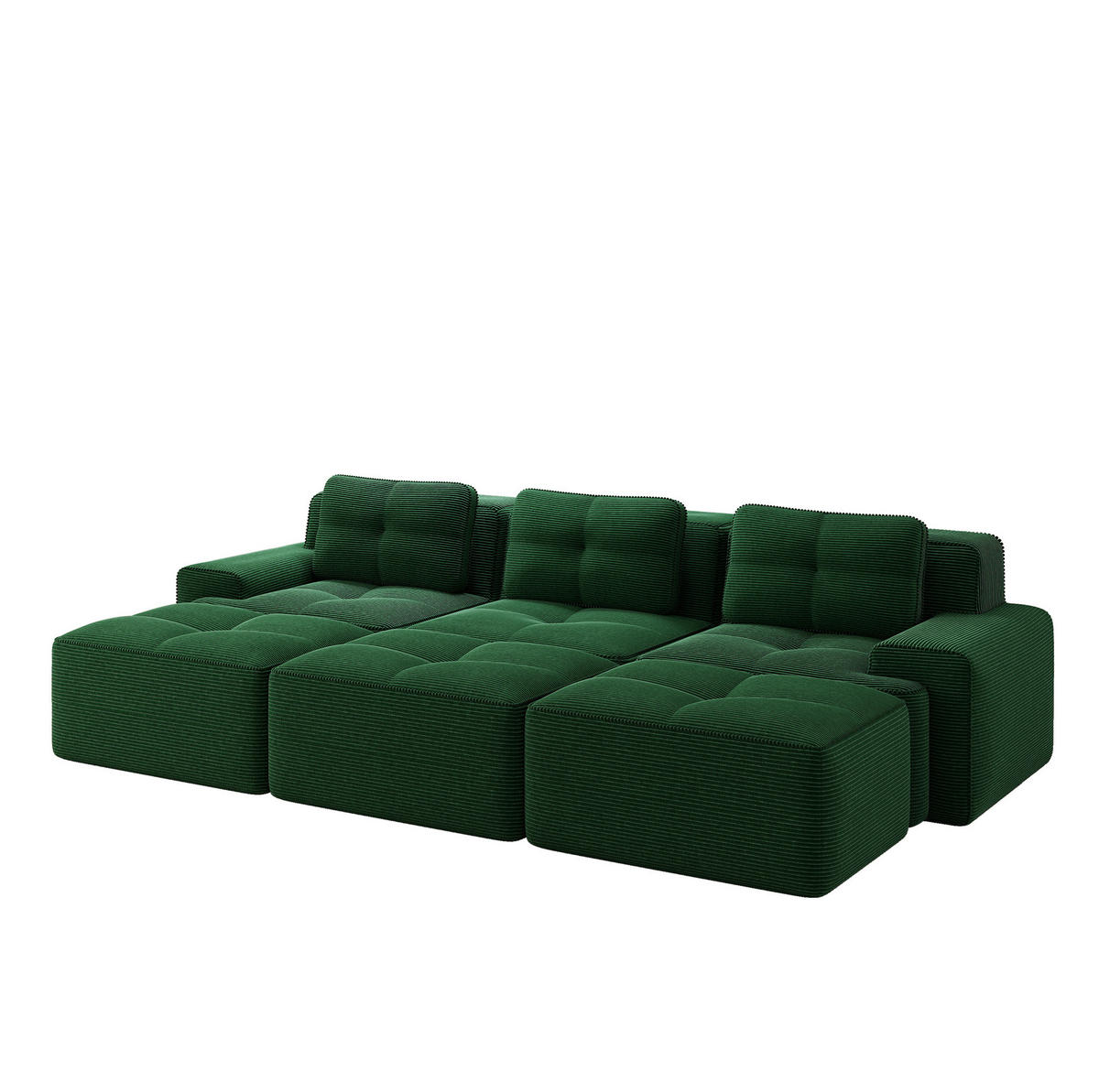 MODULARES Ecksofa mit Schlaffunktion aus Cord Grün 293x177x69 cm - Grün, Textil (177/69/293cm) - IVMEU