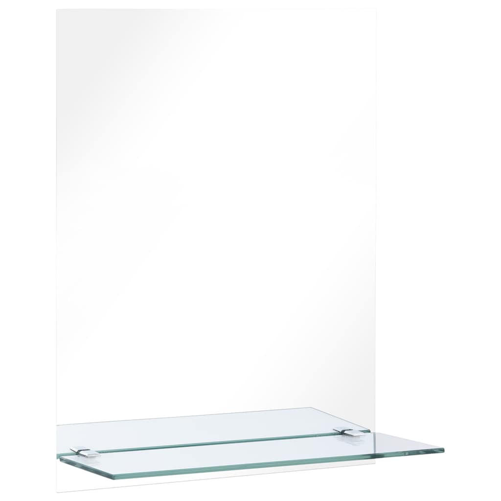 WANDSPIEGEL mit Regal 50×70 cm Hartglas - Silberfarben, Glas (50/70/10cm) - furnicato