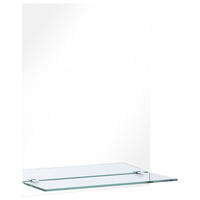 WANDSPIEGEL mit Regal 50×70 cm Hartglas - Silberfarben, Glas (50/70/10cm) - furnicato