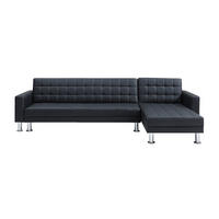 SCHLAFSOFA - 5 Personen - kunstleder - schwarz Willis - Schwarz, Leder (290/79/173cm) - Vente-Unique