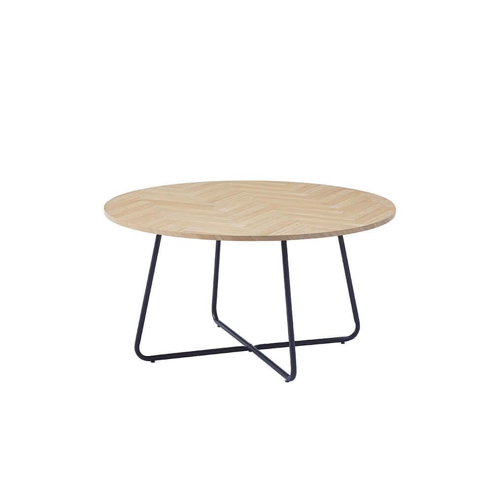 COUCHTISCH Rund NOVARA - 88 x 47 cm Fishbone Oak - Braun, Holz (110/66/47cm) - Home Deluxe