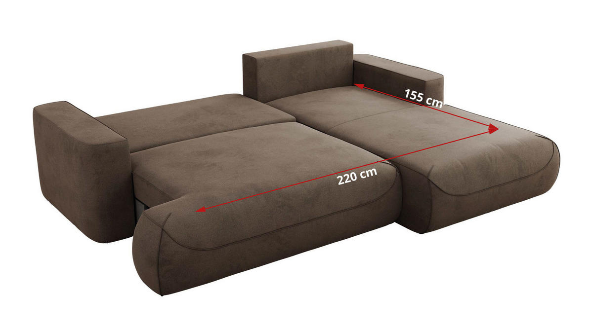 ECKSOFA OVO L Braun Velvet - Links Seite - Schwarz/Braun, Kunststoff/Textil (271/195cm) - MKS