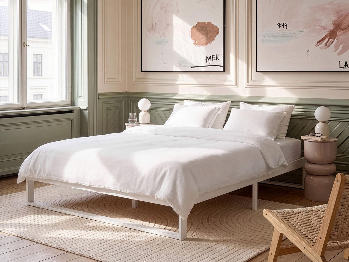 BETT ohne Kopfteil 180/200 Kiefernholz Weiß Talairan - Weiß, Holz (180/200cm) - Beliani