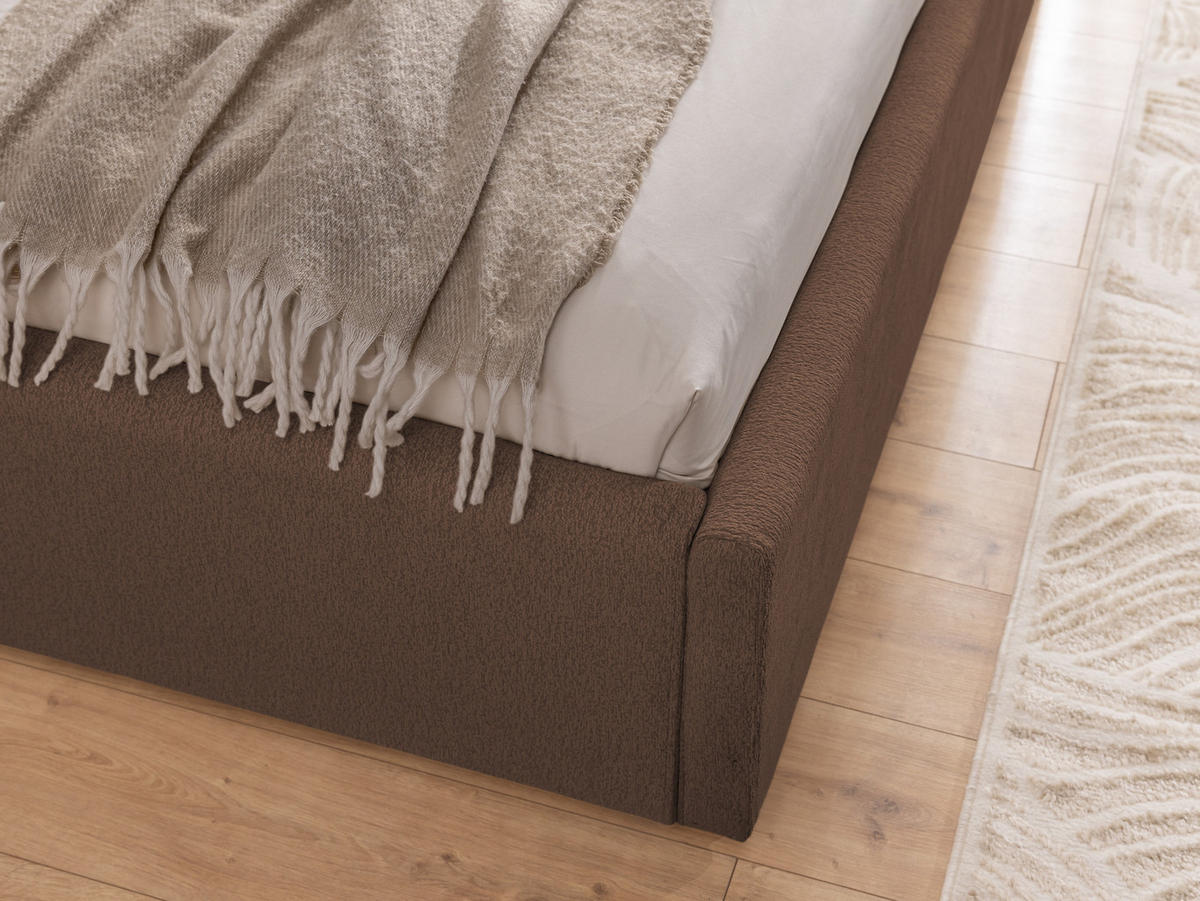 POLSTERBETT 160/200 cm Josy im Designer-Look mit Bettkasten und Lattenrost aus Braun Chenille-Stoff - Schwarz/Braun, Holz/Kunststoff (160/200cm) - S-Style Möbel