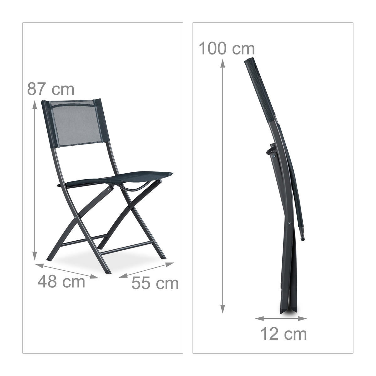 2XKLAPPSTUHL - Multicolor, Textil/Metall (55/87/48cm) - Relaxdays
