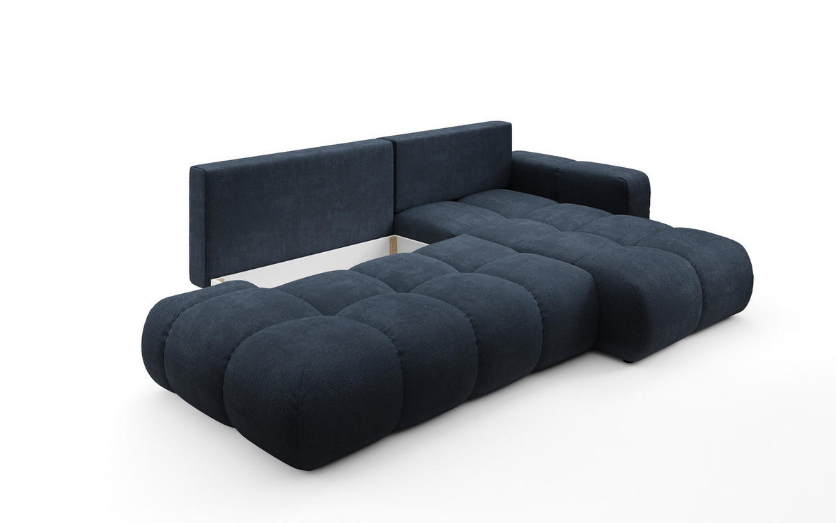 ECKSOFA DUCA R-S Dunkelblau Chenille mit Schlaffunktion - Dunkelblau, Holz (266.5/266.5cm) - MASSENO