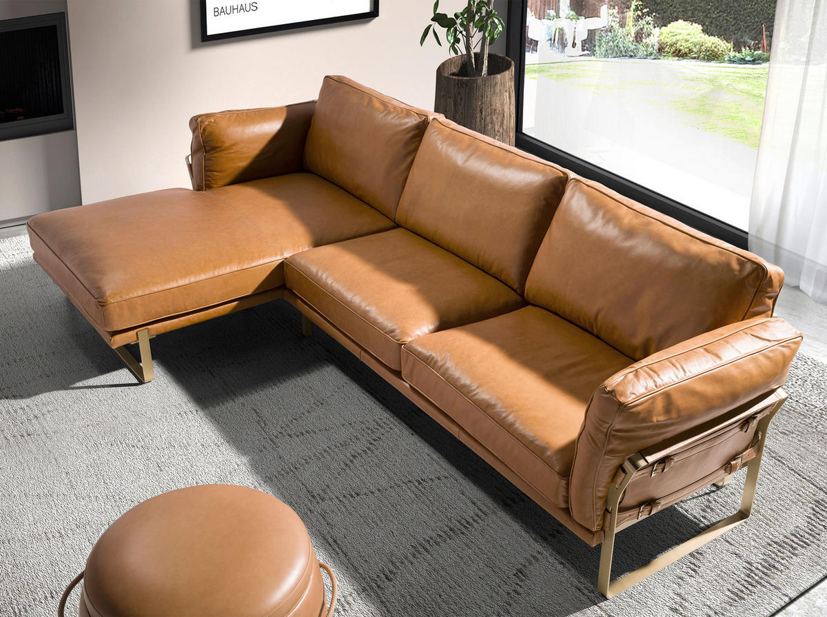 ECKSOFA Kamel Gold 302/166/84 - Braun, Leder (302/166cm) - ANGEL CERDA