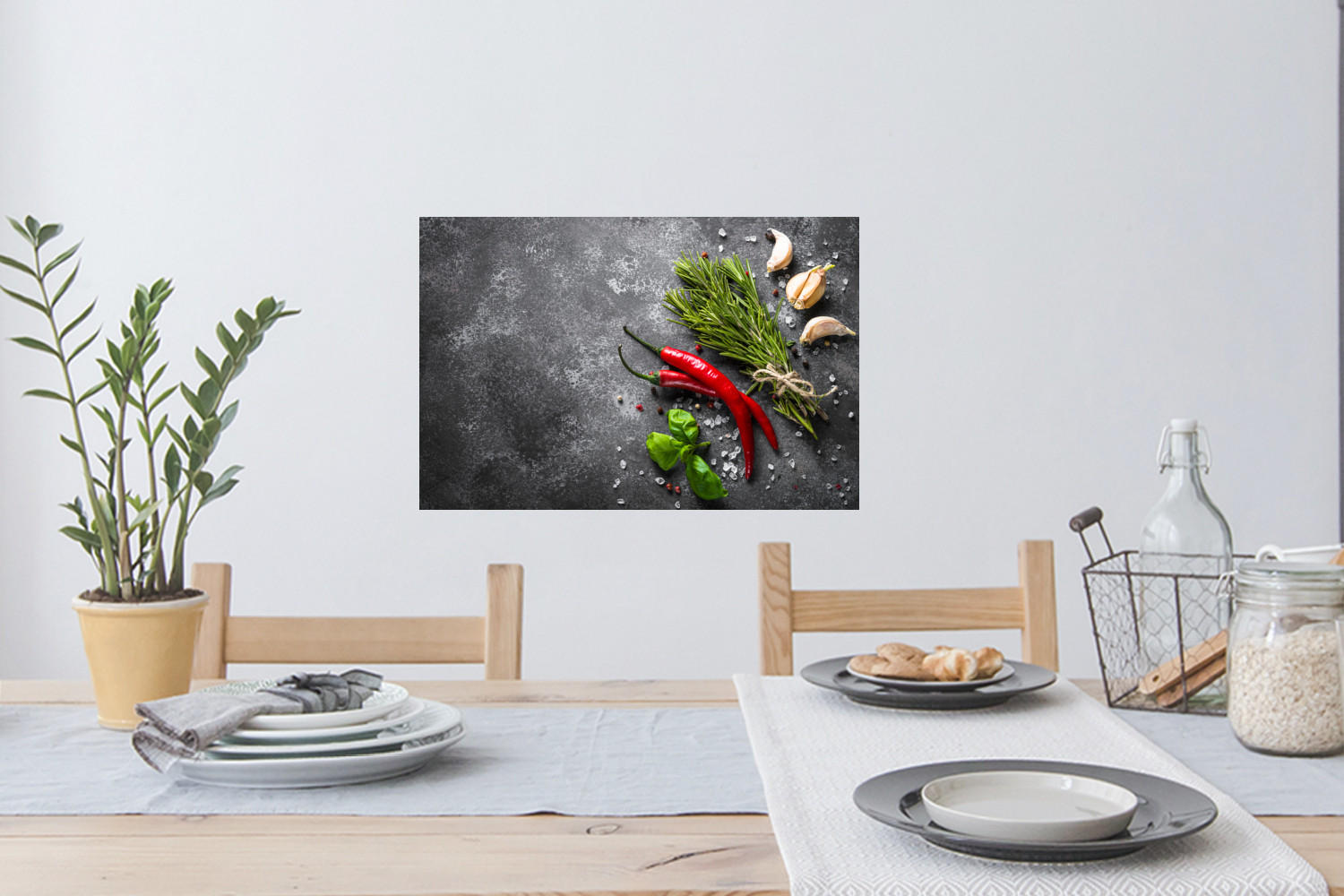WANDTATTOO Pfeffer - Kräuter - Gewürze - Beton 60x40 cm - Dunkelgrau, Kunststoff (60/40/0.1cm) - MuchoWow