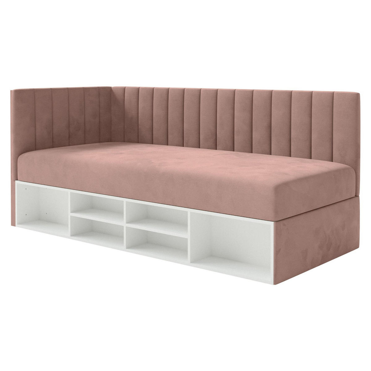 JUGENDBETT Ventrio Hellrosa Easy-Clean-Samtbezug 90x200 cm - Hellrosa, Holz/Textil (90/200cm) - Selsey