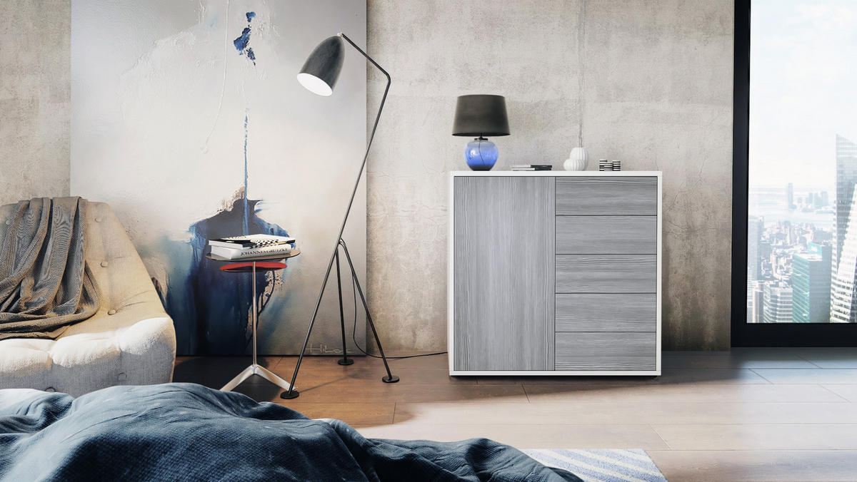KOMMODE Ben Front in Avola-Anthrazit - Anthrazit, Holzwerkstoff (79/74/36cm) - Vladon