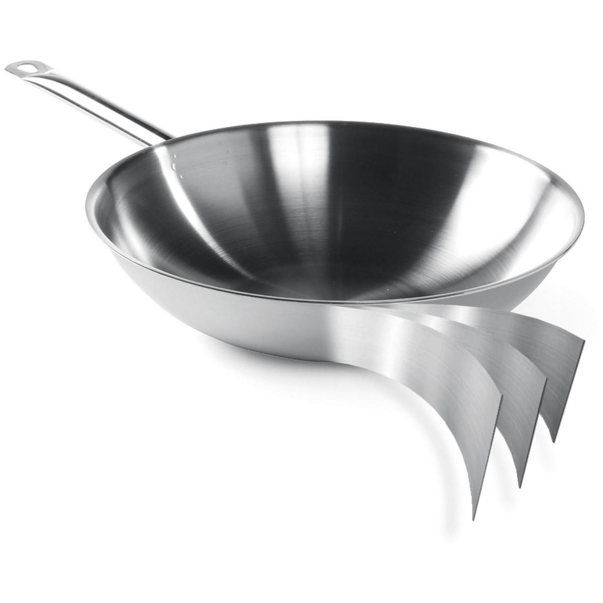 3-LAGIGE Wokpfanne - ohne Deckel - Hendi 839003 - Edelstahlfarben, Metall (36/36/9cm) - Hendi