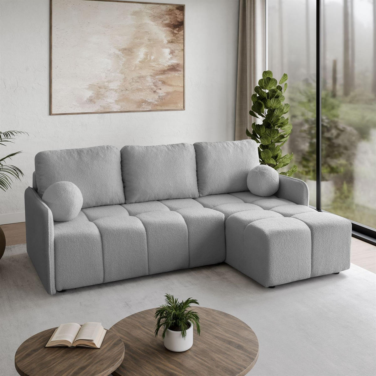 ECKSOFA GAMMA mit Schlaffunktion Quelle 83 - Grau, Textil (217/145cm) - Lookway