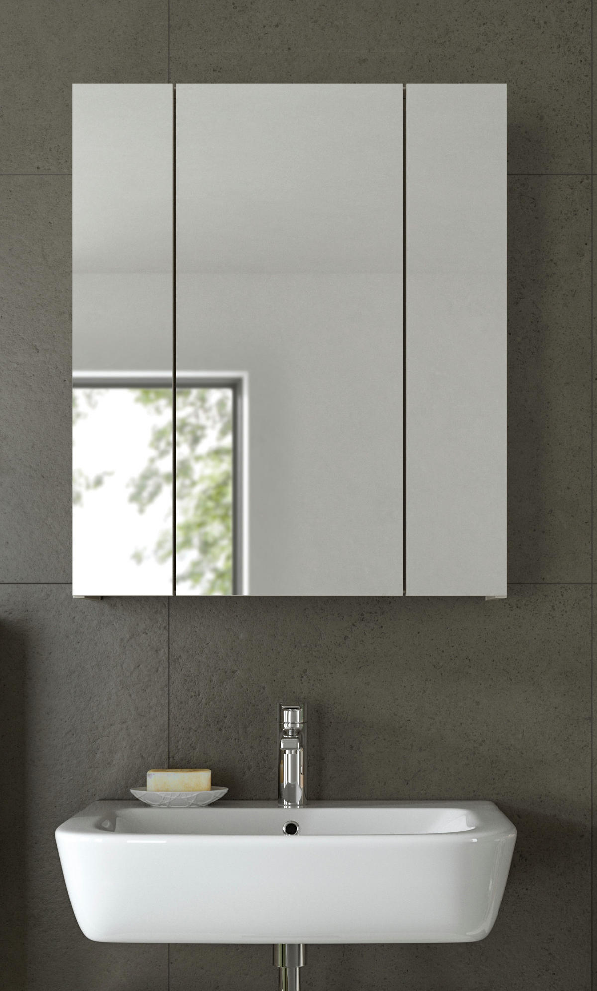 SPIEGELSCHRANK Alba (B/H/T: ca. 60/70/18 cm) in Kaschmir/Spiegelglas - Kaschmir, Holzwerkstoff (60/70/18cm)