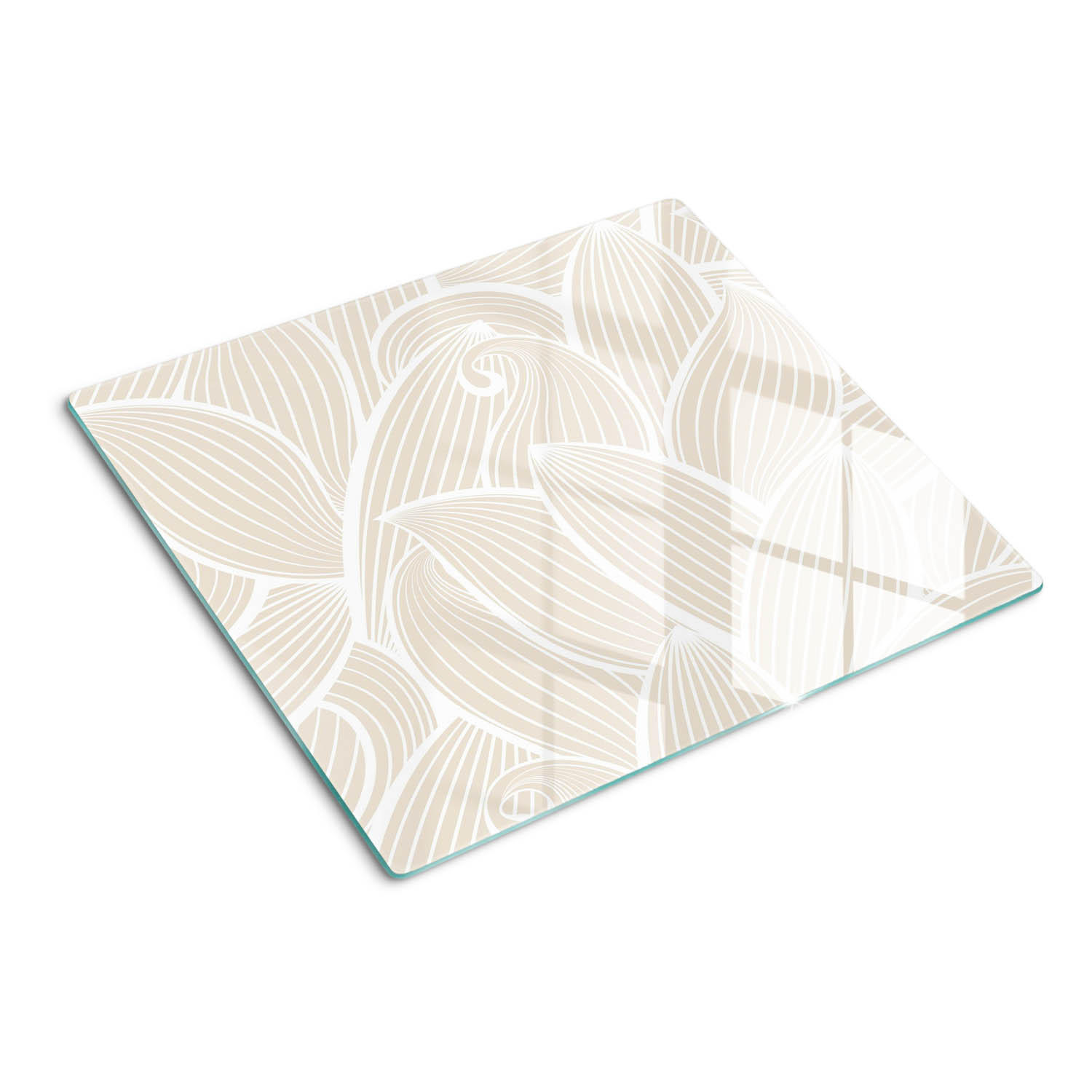 GLASPLATTE 60x52 cm Blattmuster - Beige, Glas (60/0.4/52cm) - TULUP