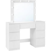 SCHMINKTISCH mit LED-Beleuchtung Weiß - Weiß, Glas/Holzwerkstoff (110/140.5/39.5cm) - Woltu