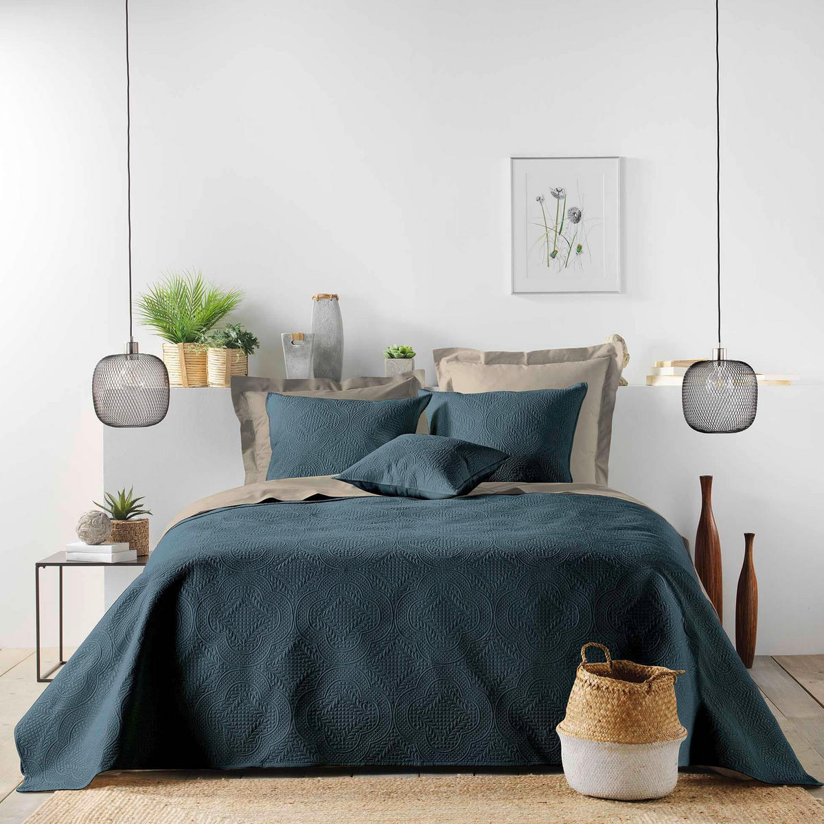 DEKO-KISSENBEZUG mit Muster Romane 40/40/0,5 cm - Blau, Textil (40/40cm) - Douceur d´intérieur