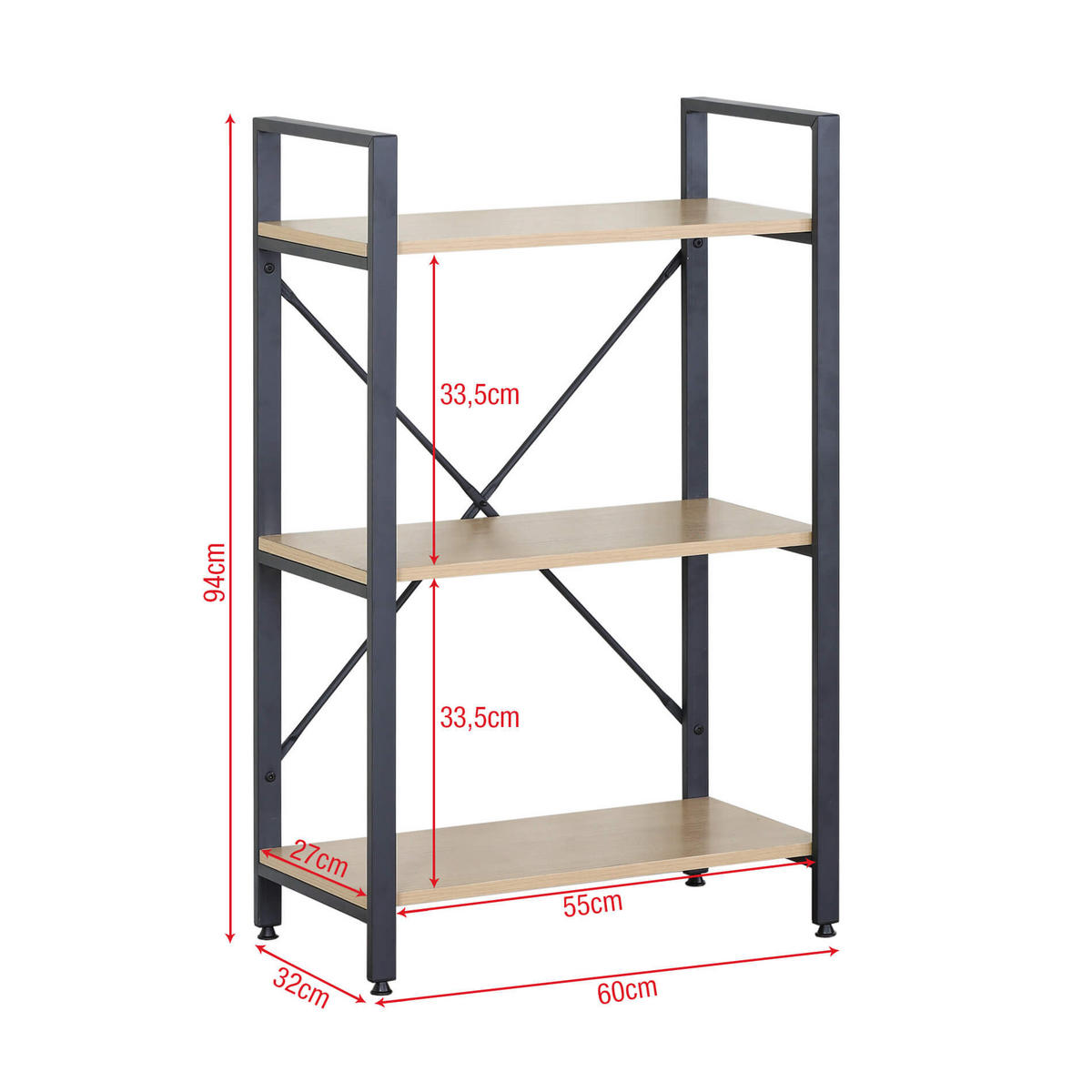 BÜCHERREGAL Schwarz 32/60/94 cm - Schwarz, Holzwerkstoff (32/94/60cm) - Mobili Rebecca