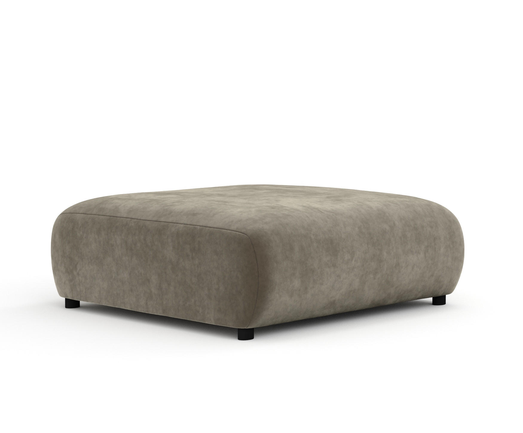 POUF L Zanzibar Taupe Samtstoff - Taupe/Schwarz, Holz/Holzwerkstoff (110/37/110cm) - Maison de Reve