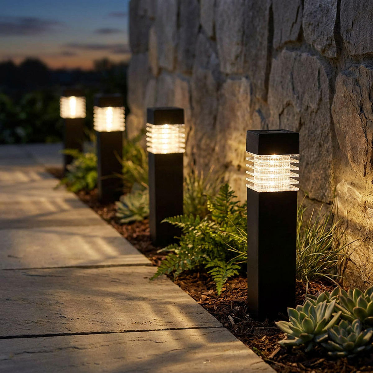 LED AUSSENLEUCHTE Solarlampe Anthrazit 4er Set - Anthrazit, Kunststoff (5.8/5.8/38.5cm) - Globo Lighting
