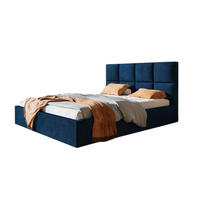 POLSTERBETT SLIM mit Kopfteil, 140x200 cm mit Bettkasten und Lattenrost aus Holz, Velourstoff, Farbe: Blau - Blau, Holz/Kunststoff (140/200cm) - Sepro Meble