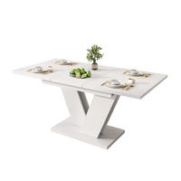 AUSZIEHTISCH 120/80 cm in Weiß mit V-Metallgestell, ausziehbar für 4–8 Personen - Weiß, Holzwerkstoff (160/80/75cm) - BEAOK